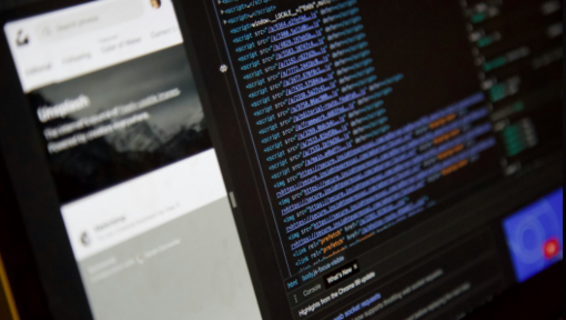 screen with web page and source code
