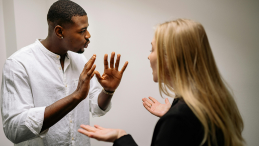 two coworkers arguing